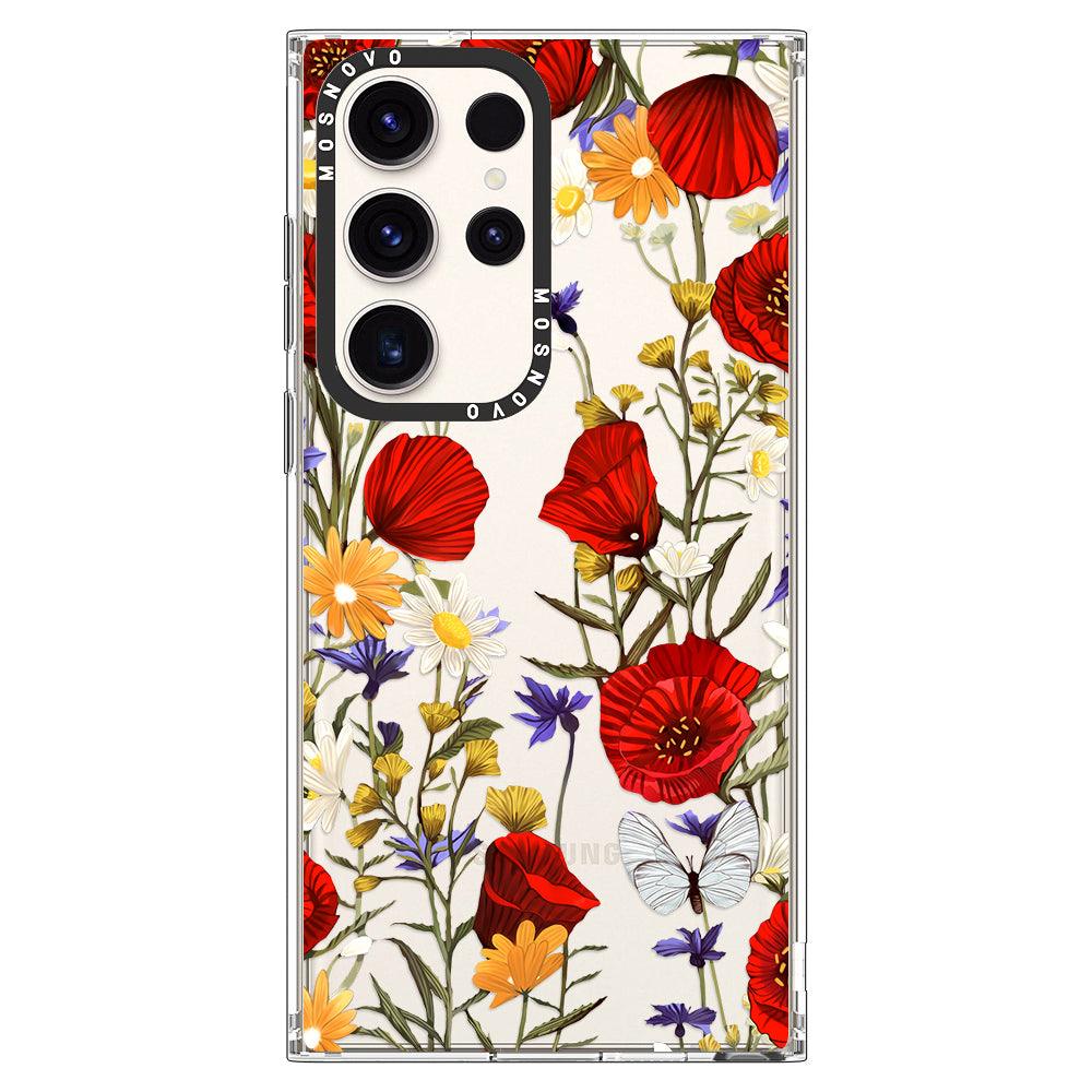 Poppy Floral Phone Case - Samsung Galaxy S23 Ultra Case - MOSNOVO