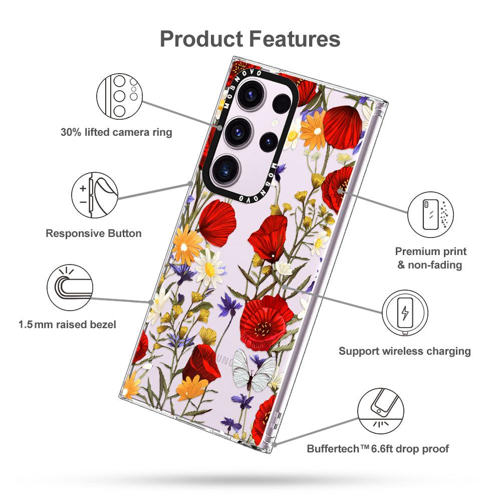 Poppy Floral Phone Case - Samsung Galaxy S23 Ultra Case - MOSNOVO