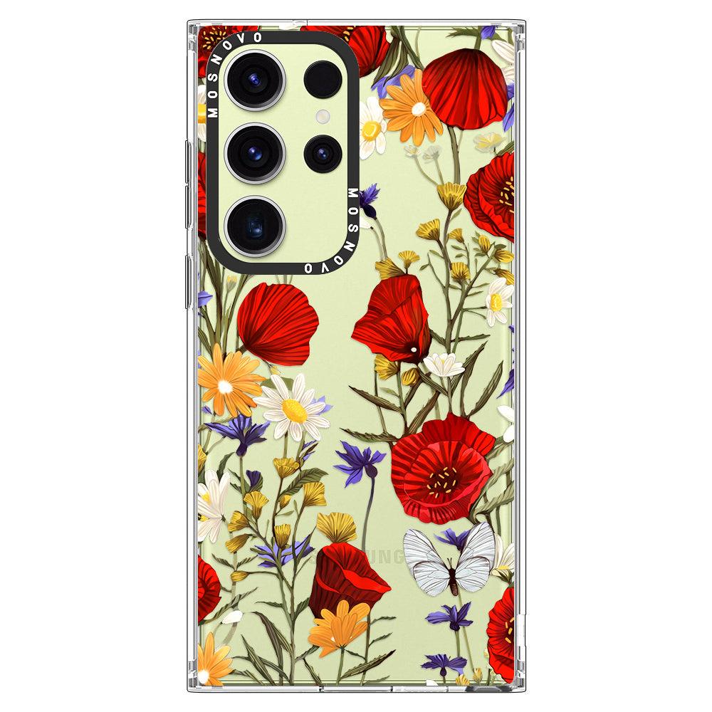 Poppy Floral Phone Case - Samsung Galaxy S23 Ultra Case - MOSNOVO