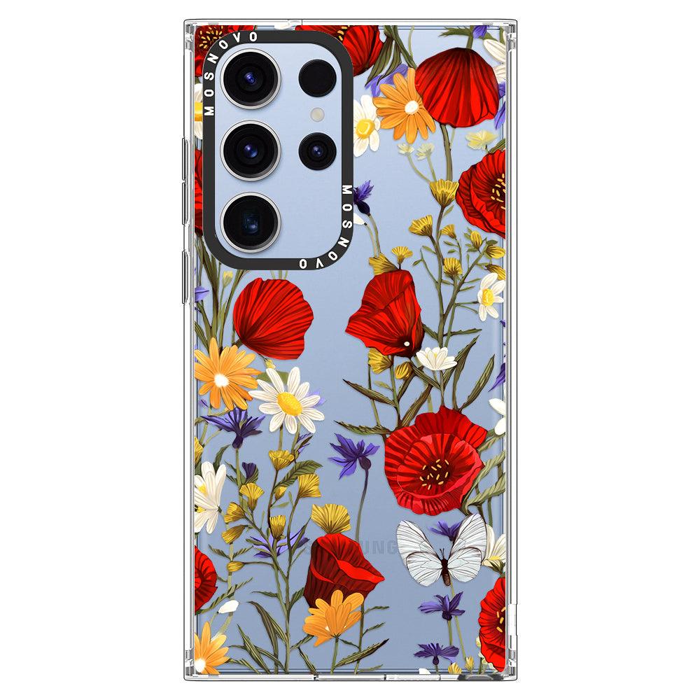 Poppy Floral Phone Case - Samsung Galaxy S23 Ultra Case - MOSNOVO