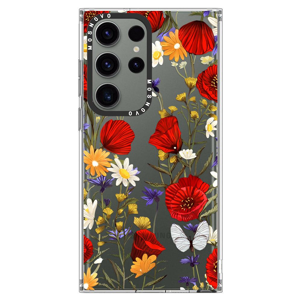 Poppy Floral Phone Case - Samsung Galaxy S23 Ultra Case - MOSNOVO