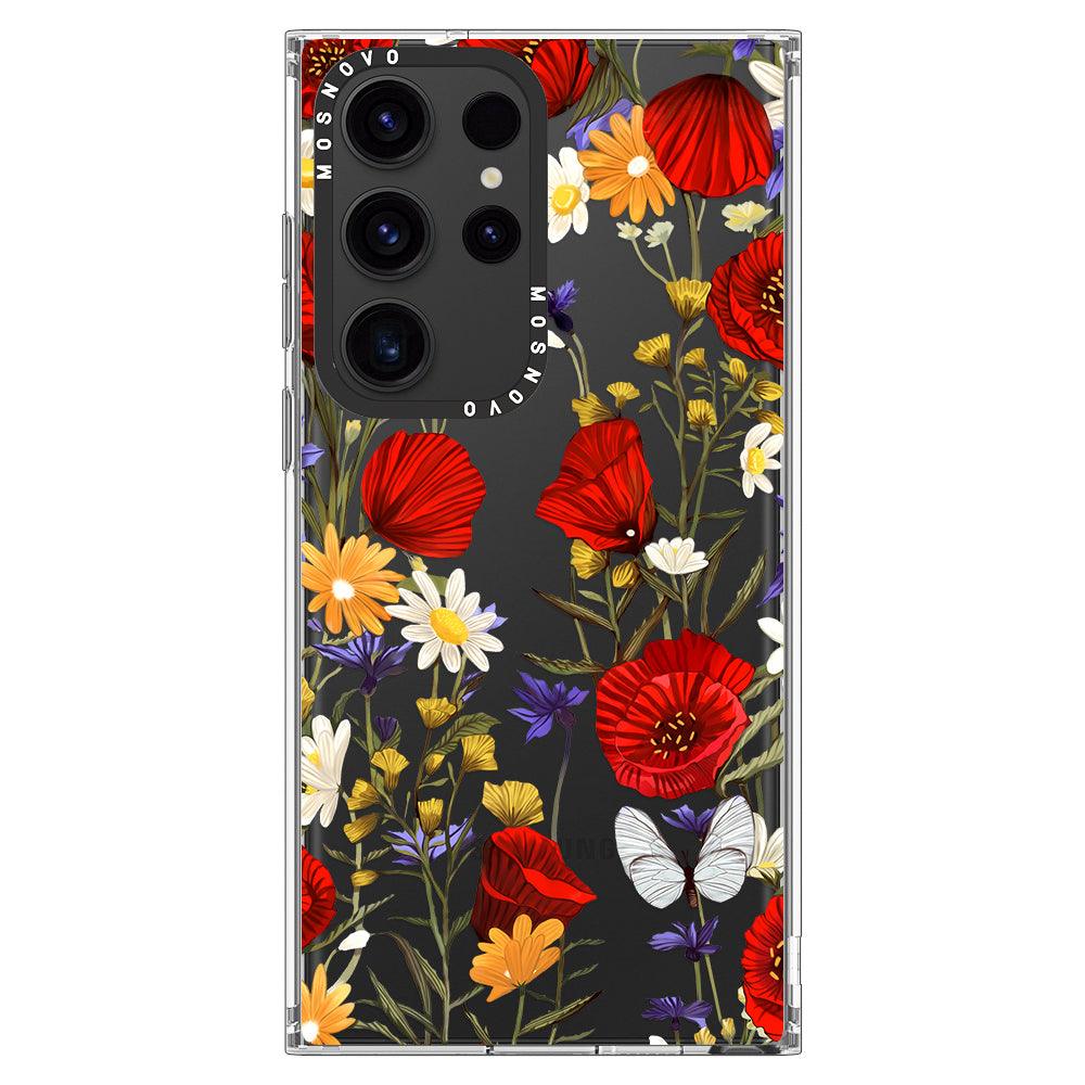 Poppy Floral Phone Case - Samsung Galaxy S23 Ultra Case - MOSNOVO