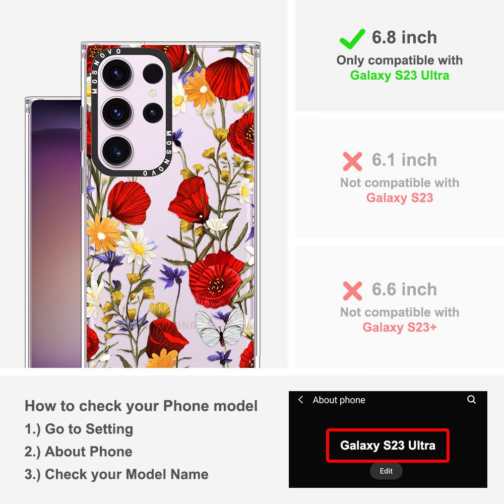 Poppy Floral Phone Case - Samsung Galaxy S23 Ultra Case - MOSNOVO