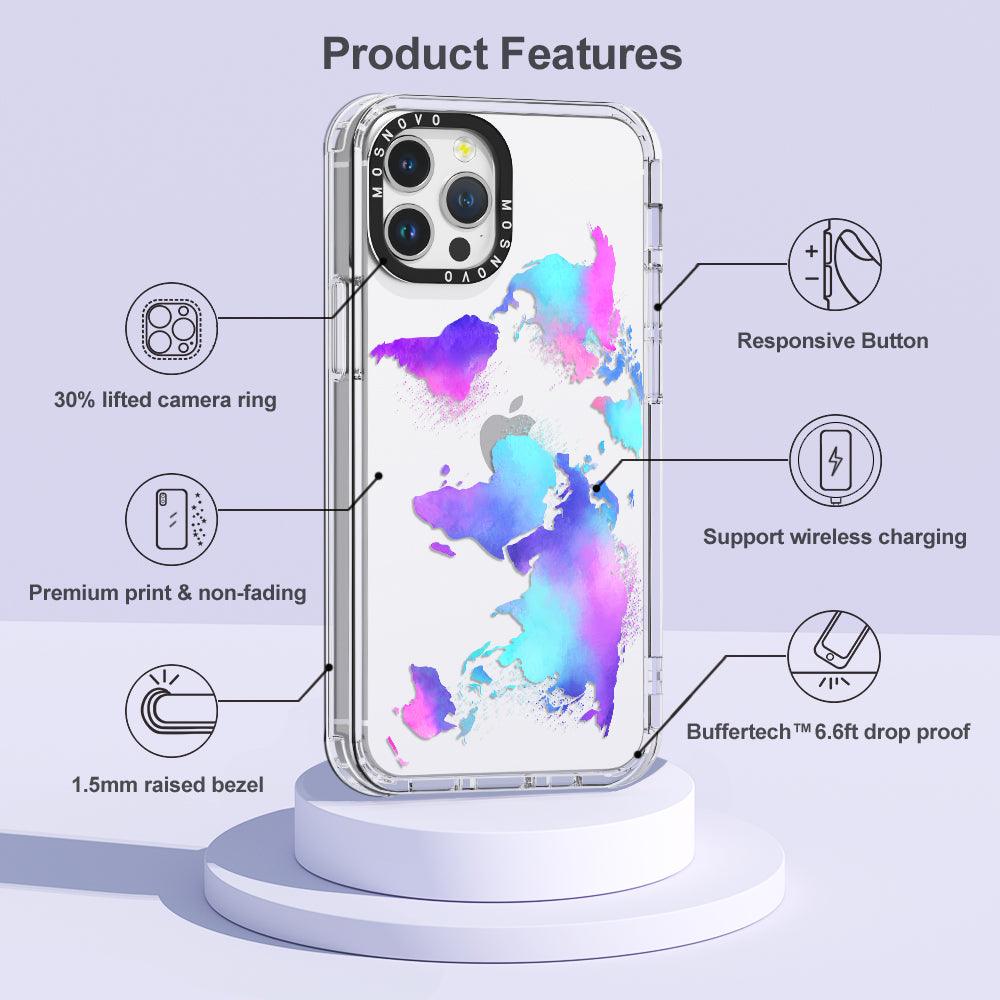 Psychedelic World Map Phone Case - iPhone 12 Pro Max Case - MOSNOVO