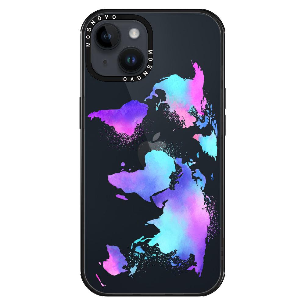 Psychedelic World Map Phone Case - iPhone 14 Plus Case - MOSNOVO