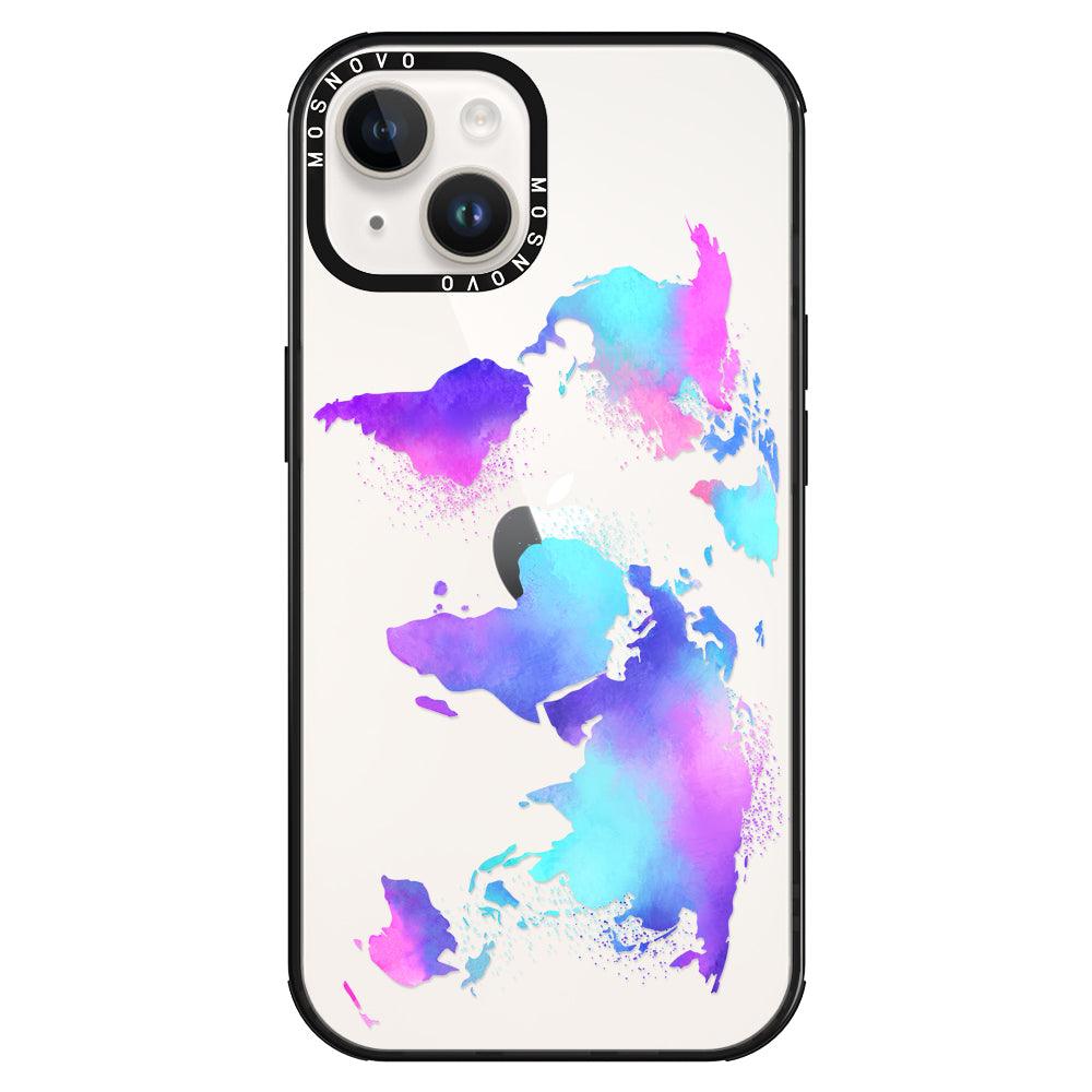 Psychedelic World Map Phone Case - iPhone 14 Plus Case - MOSNOVO