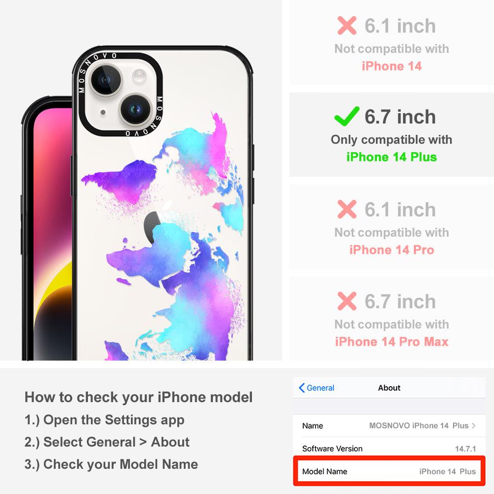 Psychedelic World Map Phone Case - iPhone 14 Plus Case - MOSNOVO