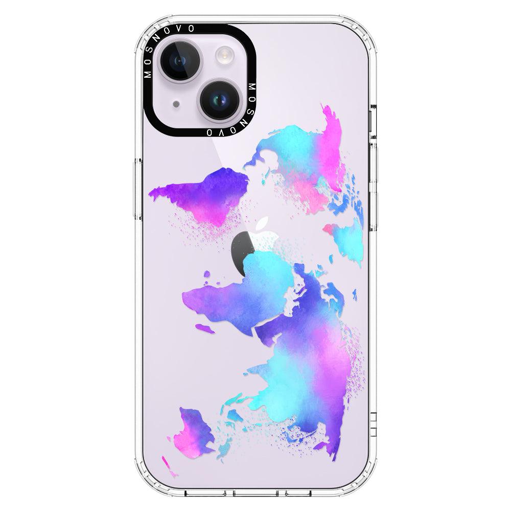 Psychedelic World Map Phone Case - iPhone 14 Plus Case - MOSNOVO