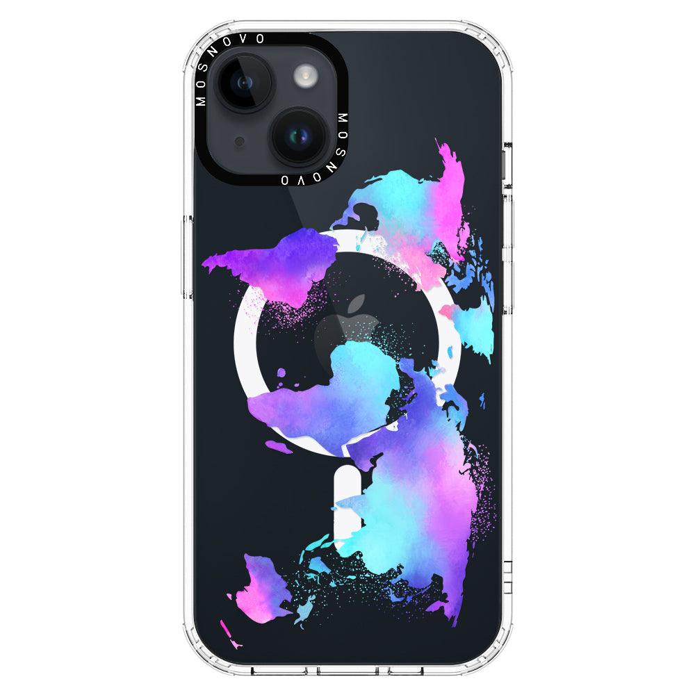 Psychedelic World Map Phone Case - iPhone 14 Plus Case - MOSNOVO