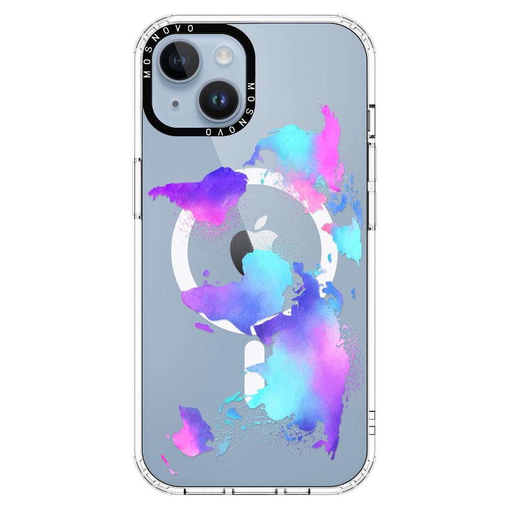 Psychedelic World Map Phone Case - iPhone 14 Plus Case - MOSNOVO