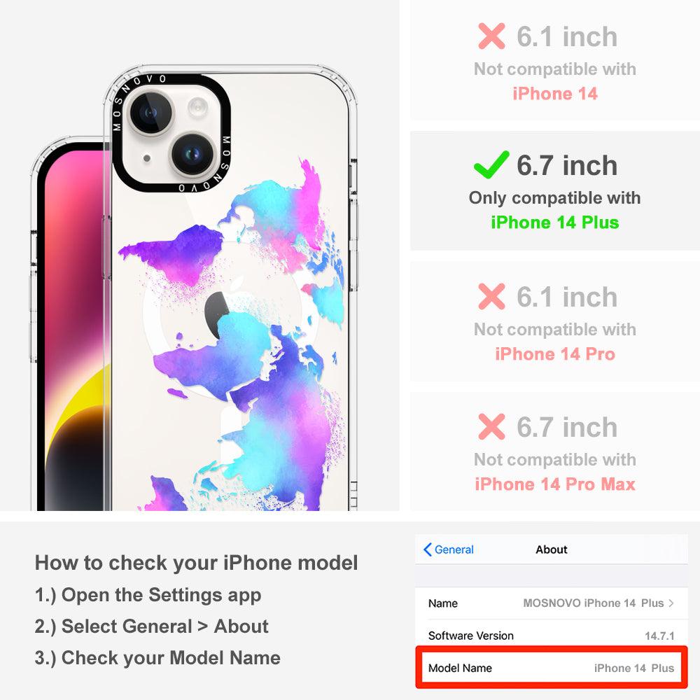 Psychedelic World Map Phone Case - iPhone 14 Plus Case - MOSNOVO