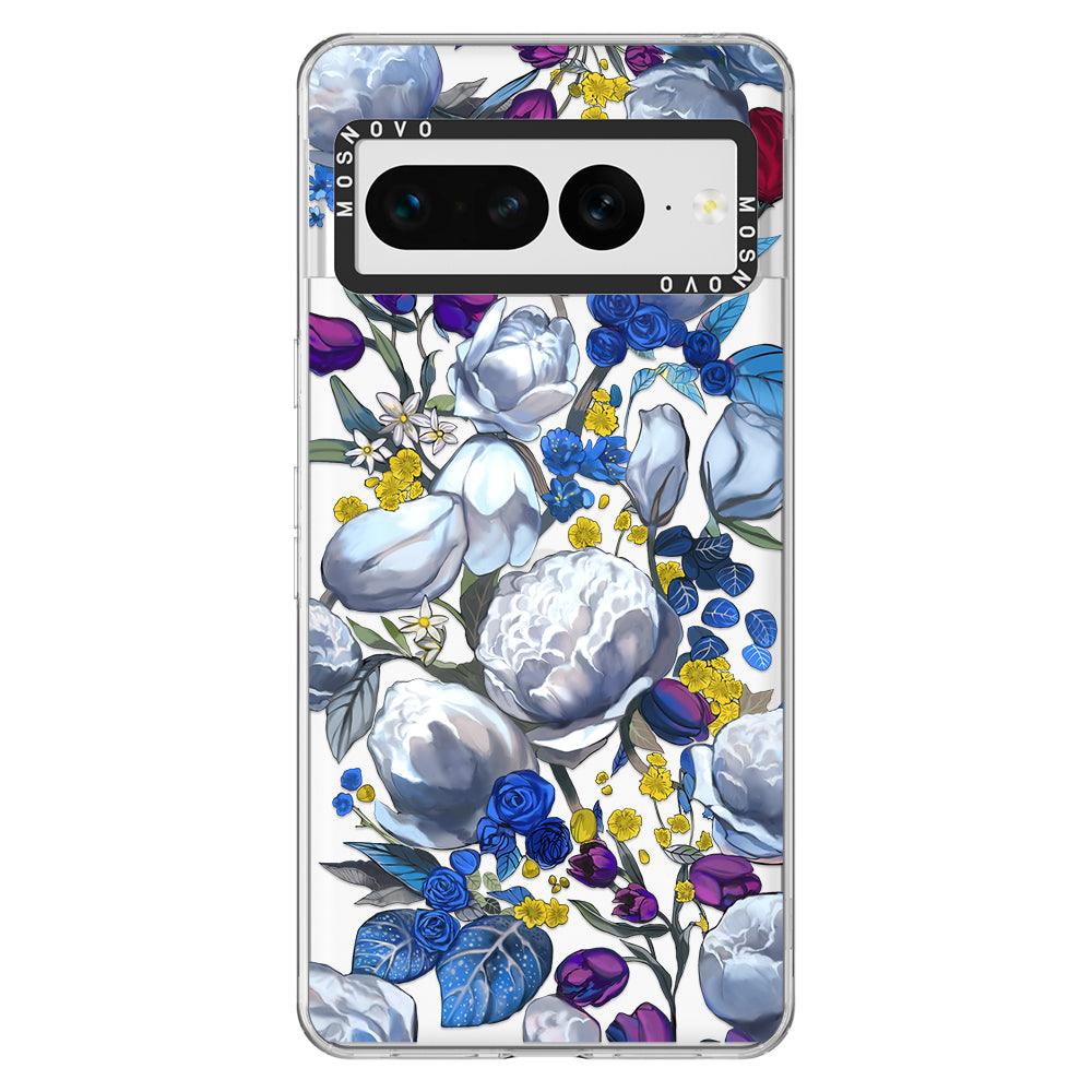 Purple Blue Floral Phone Case - Google Pixel 7 Pro Case - MOSNOVO