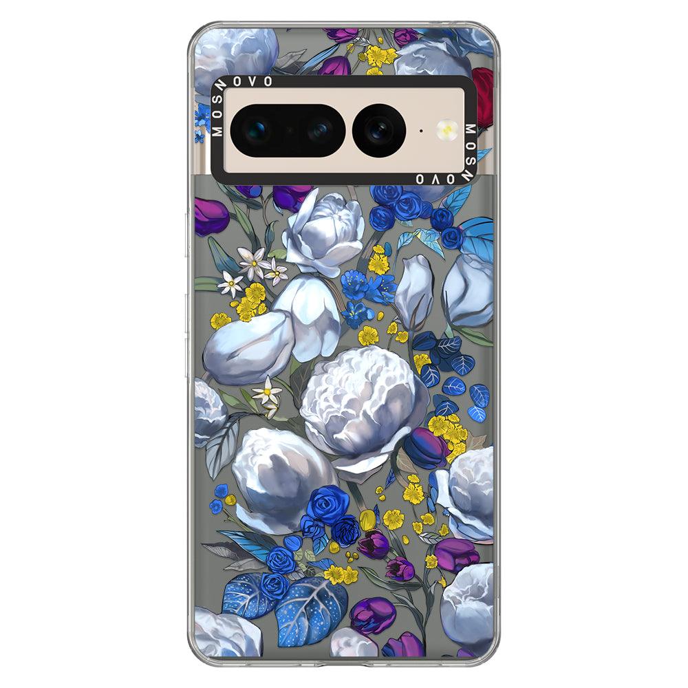 Purple Blue Floral Phone Case - Google Pixel 7 Pro Case - MOSNOVO