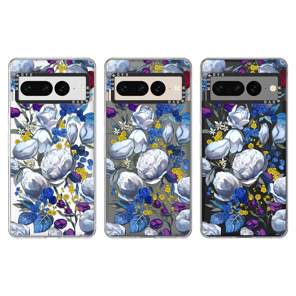 Purple Blue Floral Phone Case - Google Pixel 7 Pro Case - MOSNOVO