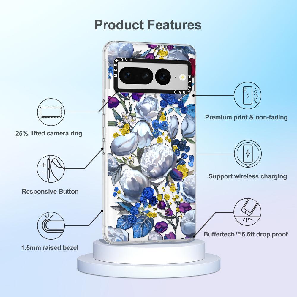 Purple Blue Floral Phone Case - Google Pixel 7 Pro Case - MOSNOVO