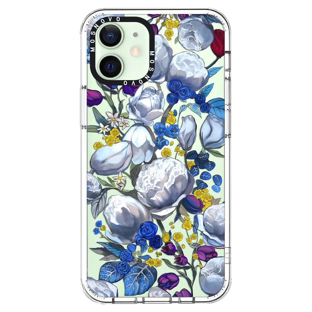 Purple Blue Floral Phone Case - iPhone 12 Mini Case - MOSNOVO