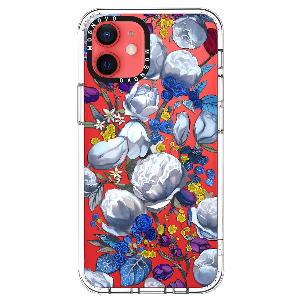 Purple Blue Floral Phone Case - iPhone 12 Mini Case - MOSNOVO