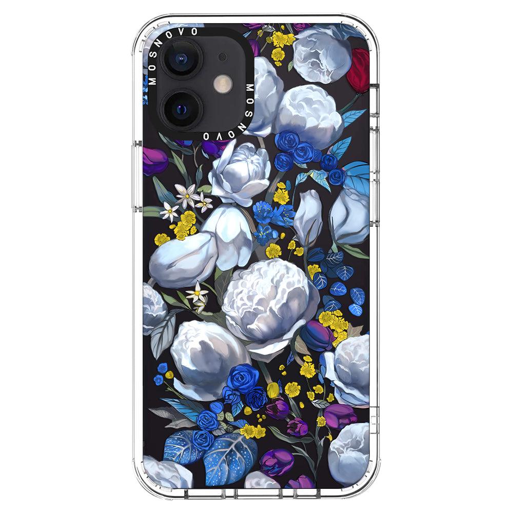 Purple Blue Floral Phone Case - iPhone 12 Mini Case - MOSNOVO