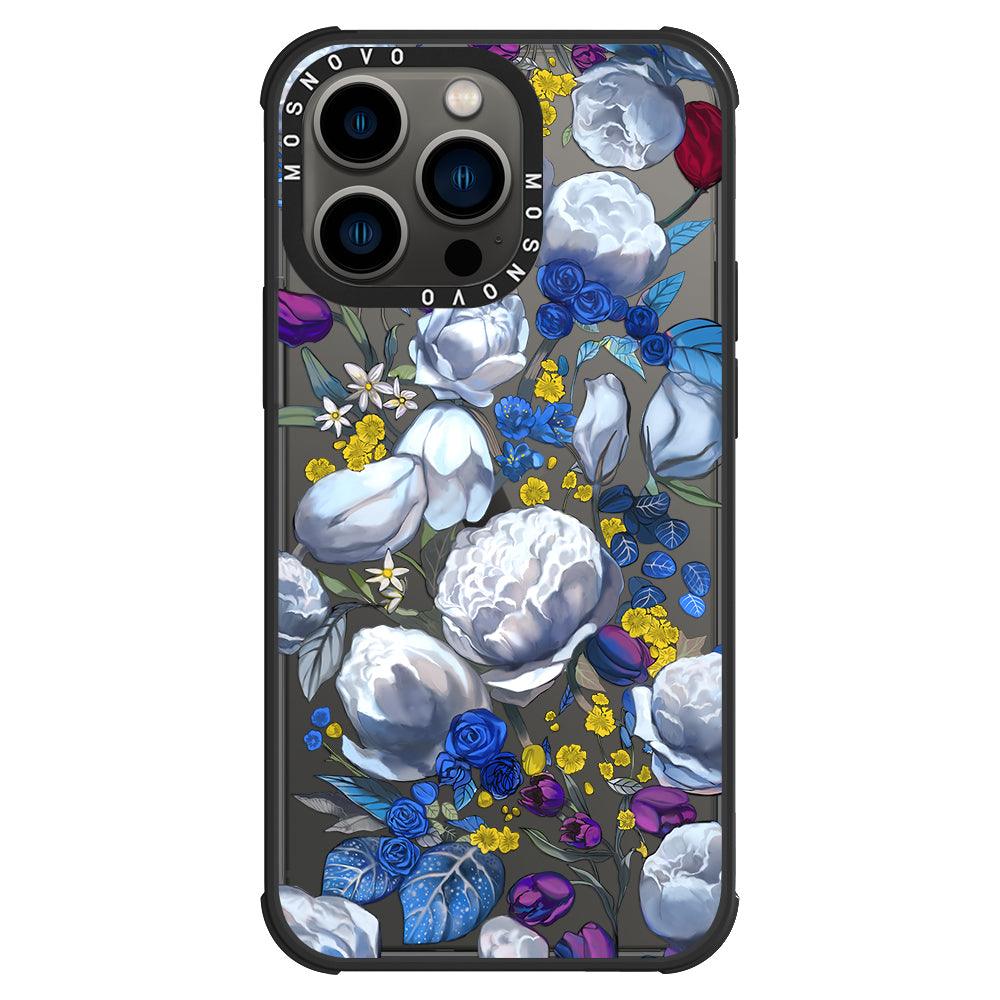 Purple Blue Floral Phone Case - iPhone 13 Pro Case - MOSNOVO