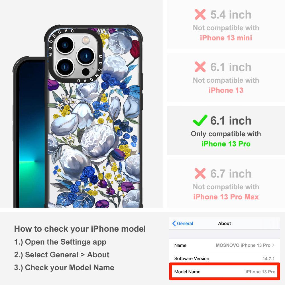 Purple Blue Floral Phone Case - iPhone 13 Pro Case - MOSNOVO
