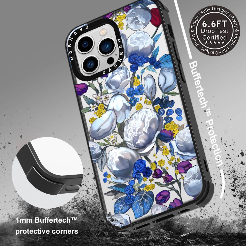 Purple Blue Floral Phone Case - iPhone 13 Pro Case - MOSNOVO