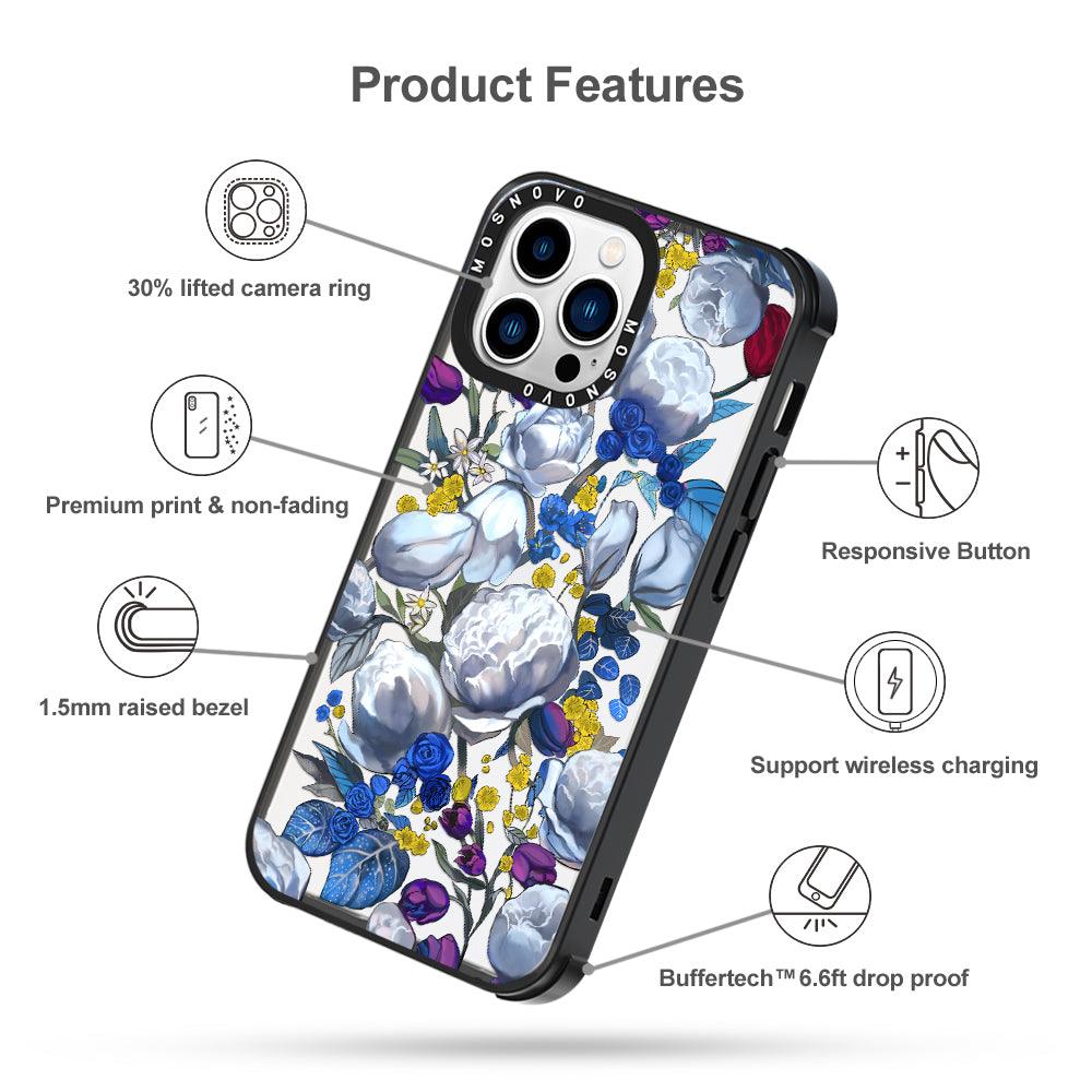 Purple Blue Floral Phone Case - iPhone 13 Pro Case - MOSNOVO