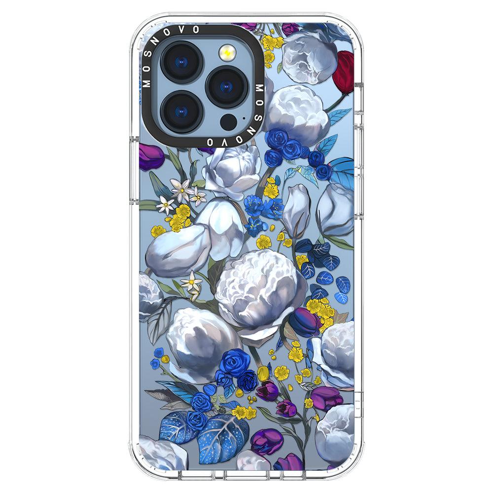 Purple Blue Floral Phone Case - iPhone 13 Pro Case - MOSNOVO