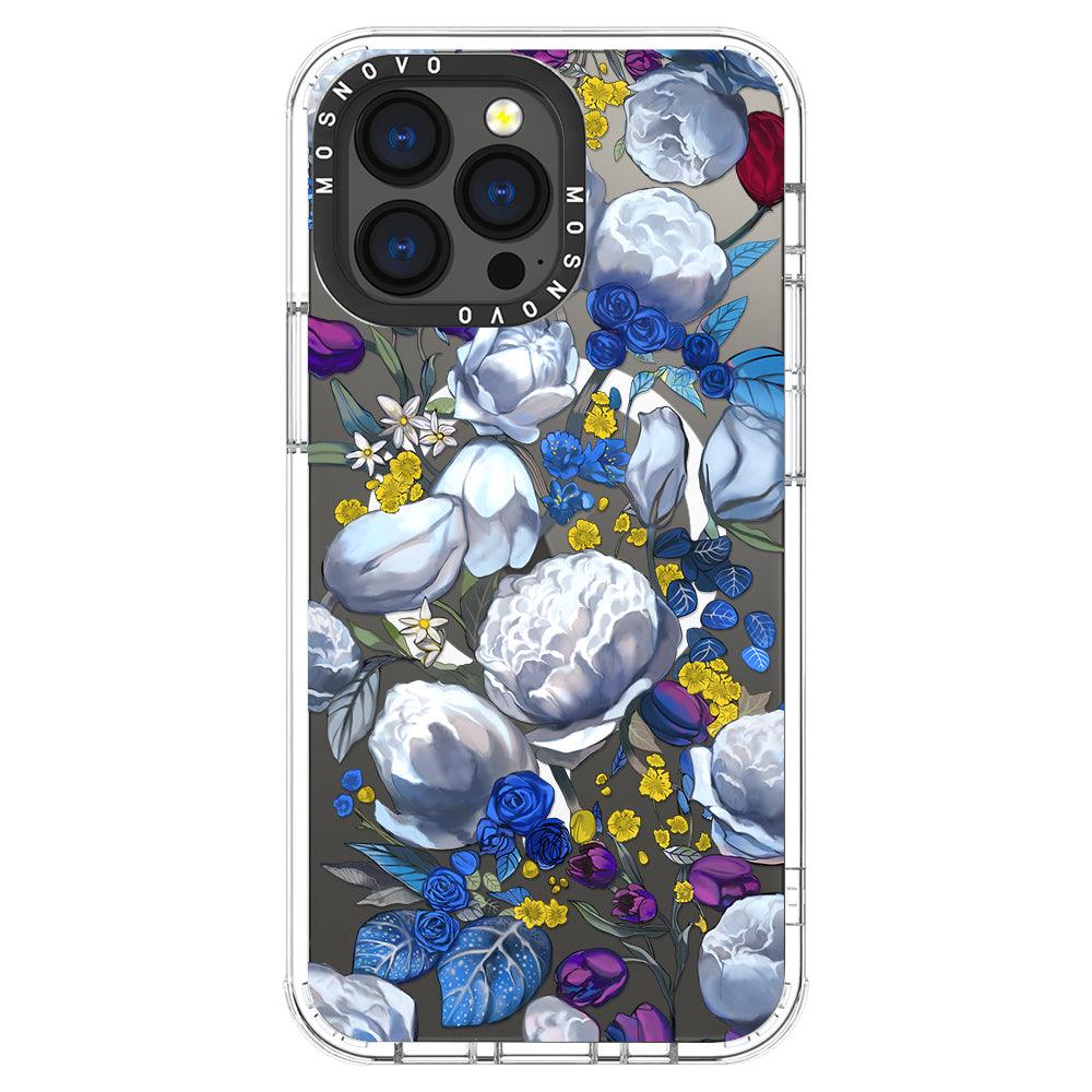 Purple Blue Floral Phone Case - iPhone 13 Pro Case - MOSNOVO