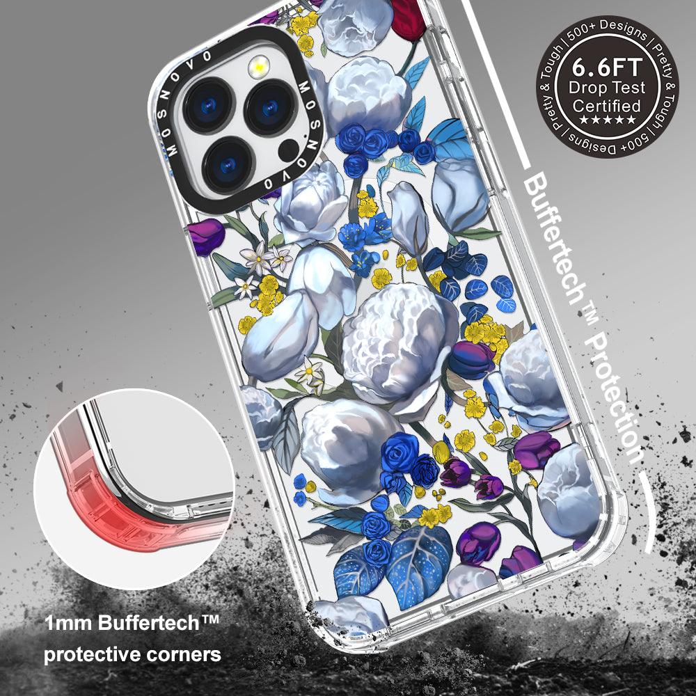 Purple Blue Floral Phone Case - iPhone 13 Pro Case - MOSNOVO