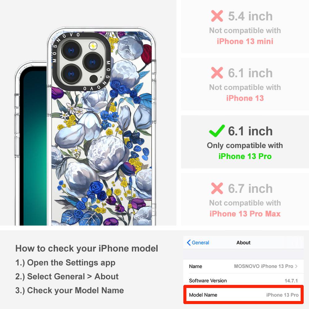 Purple Blue Floral Phone Case - iPhone 13 Pro Case - MOSNOVO