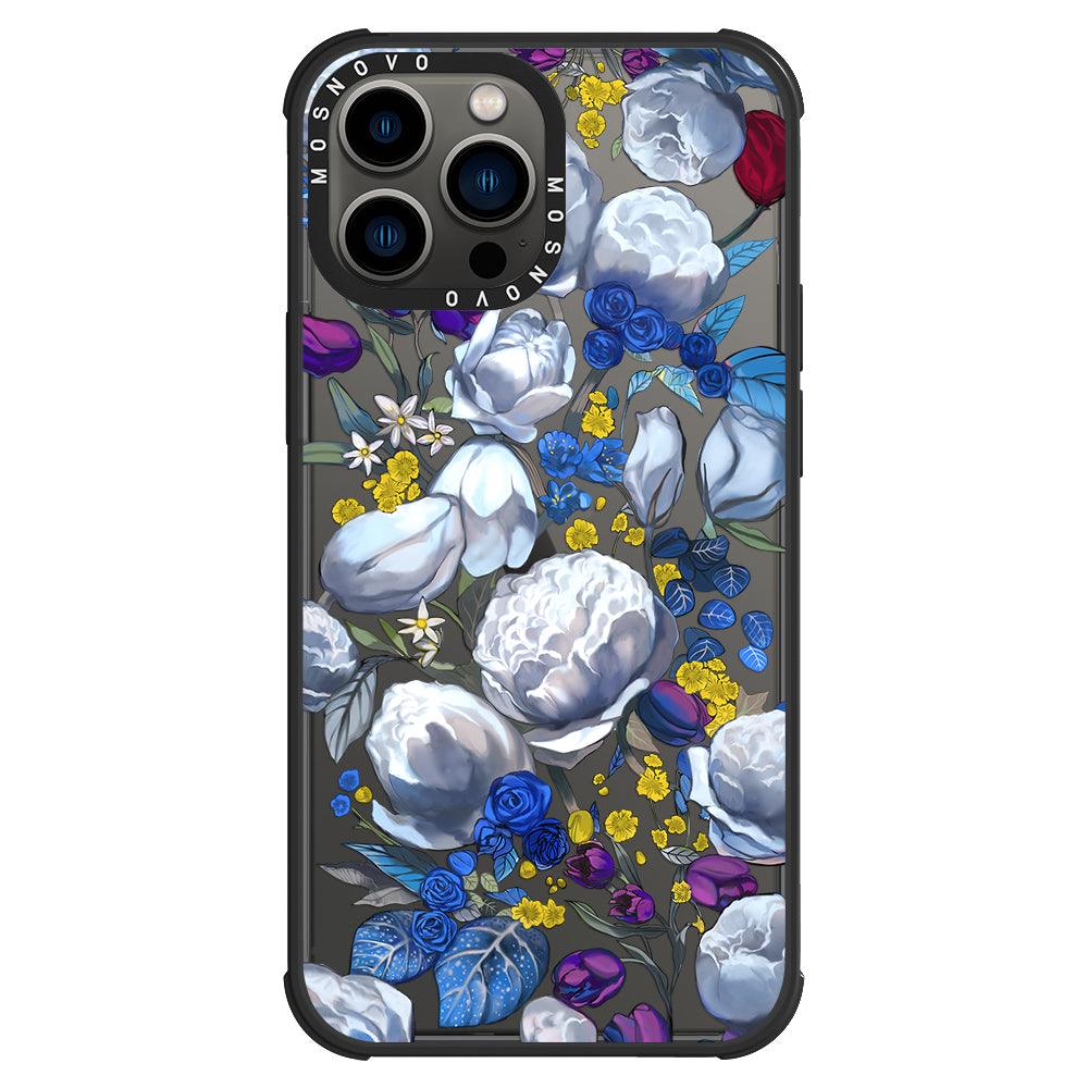 Purple Blue Floral Phone Case - iPhone 13 Pro Max Case - MOSNOVO