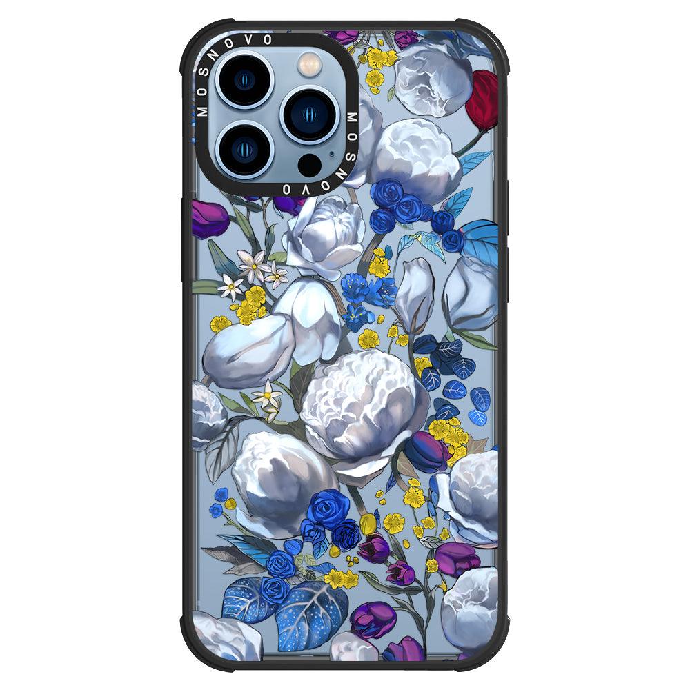 Purple Blue Floral Phone Case - iPhone 13 Pro Max Case - MOSNOVO