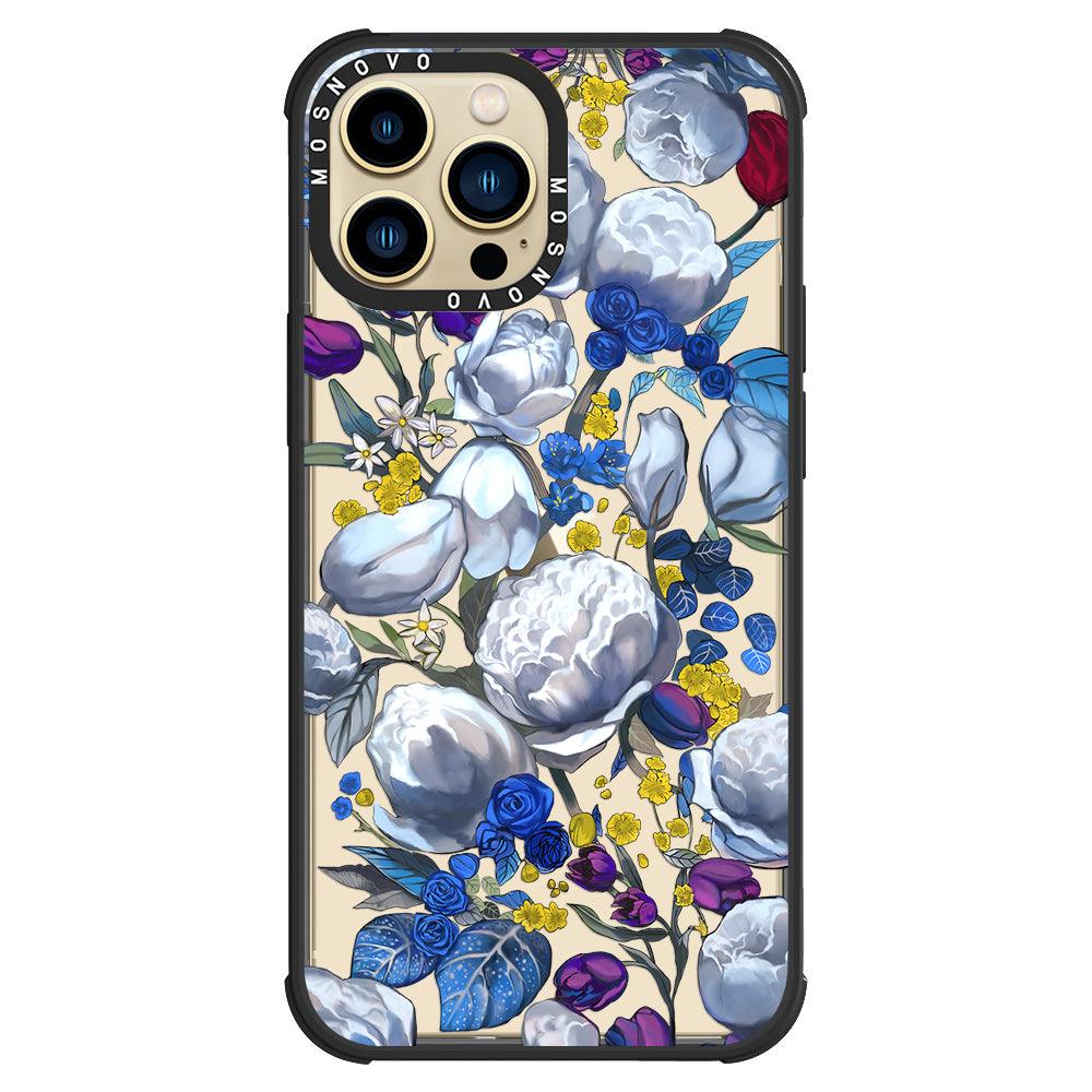 Purple Blue Floral Phone Case - iPhone 13 Pro Max Case - MOSNOVO