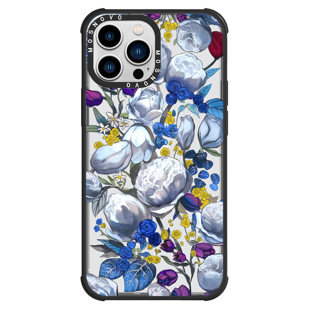 Purple Blue Floral Phone Case - iPhone 13 Pro Max Case - MOSNOVO