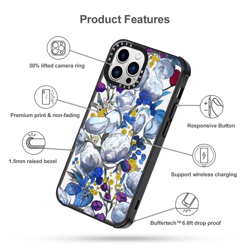 Purple Blue Floral Phone Case - iPhone 13 Pro Max Case - MOSNOVO