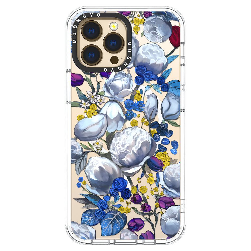 Purple Blue Floral Phone Case - iPhone 13 Pro Max Case - MOSNOVO