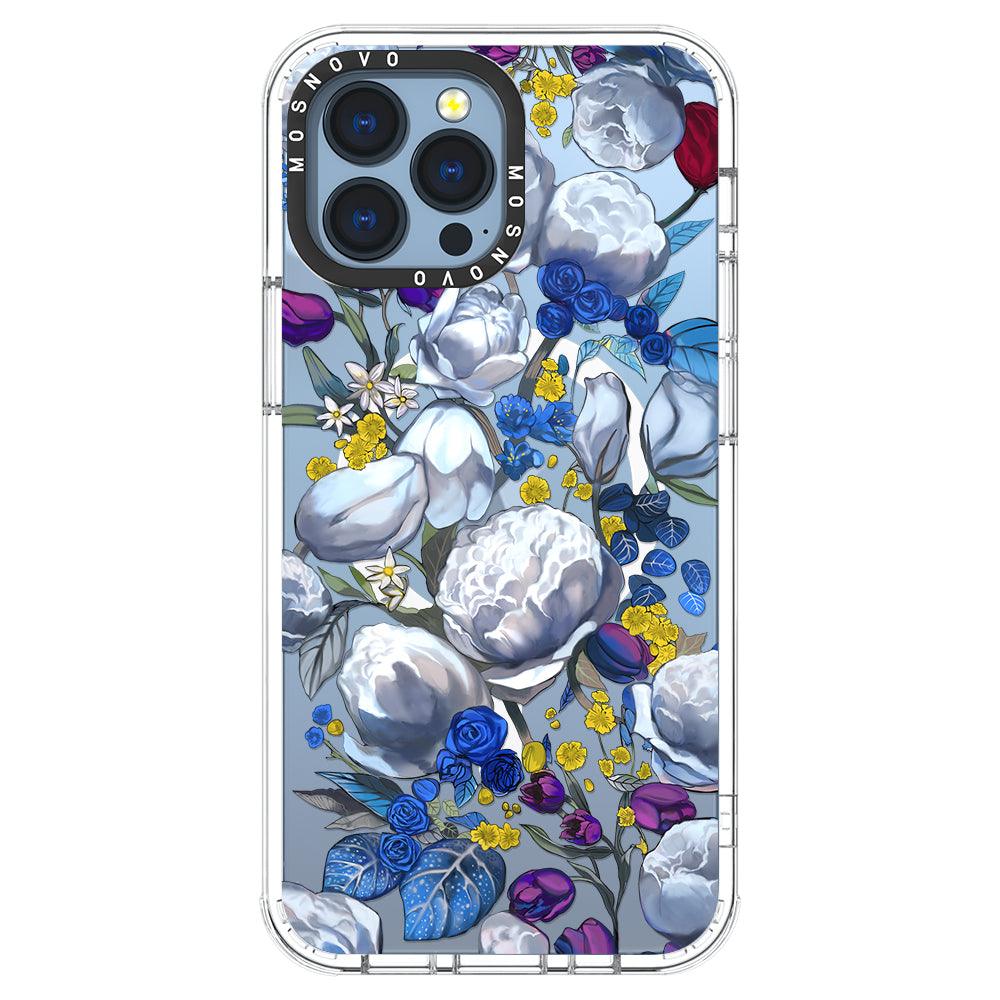 Purple Blue Floral Phone Case - iPhone 13 Pro Max Case - MOSNOVO