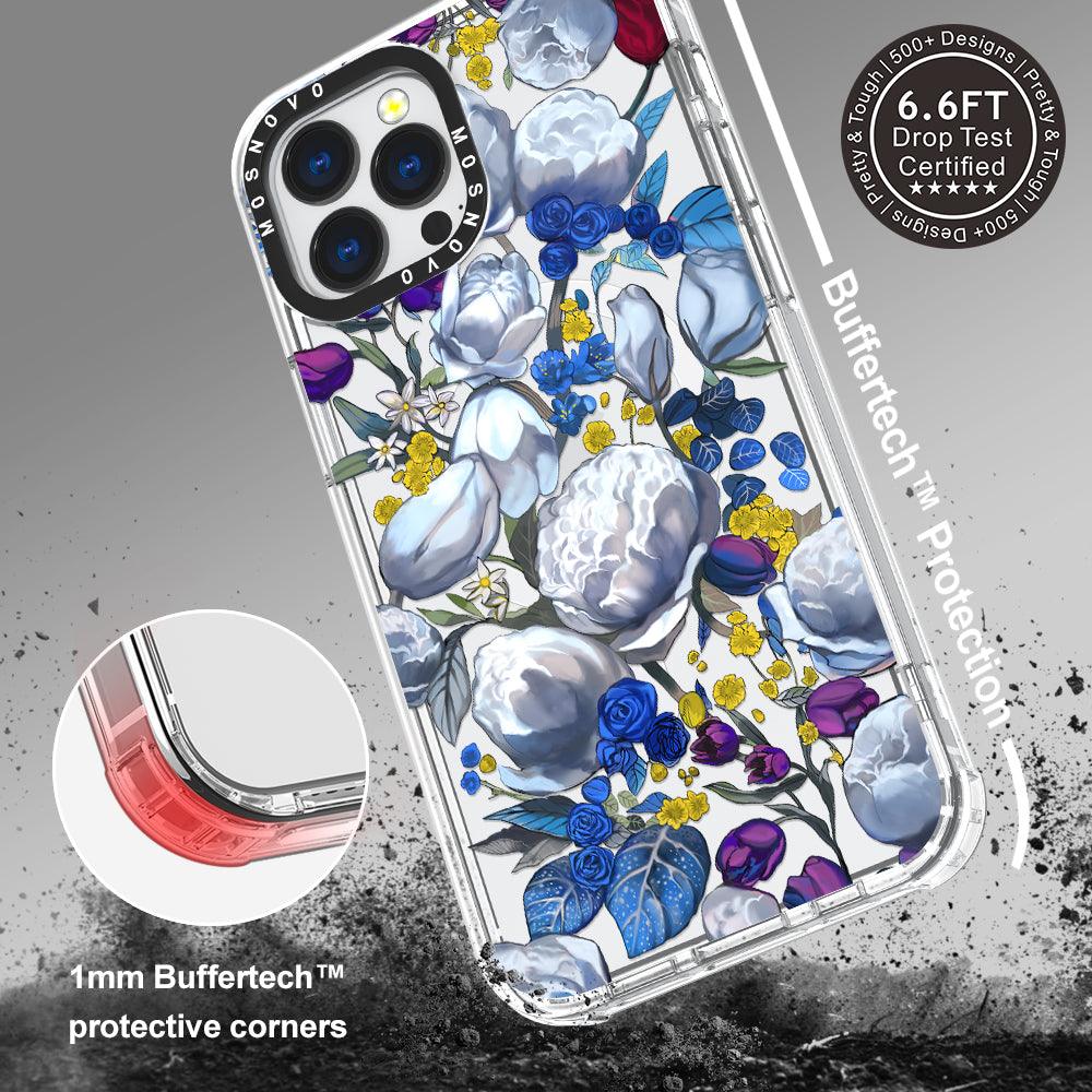 Purple Blue Floral Phone Case - iPhone 13 Pro Max Case - MOSNOVO