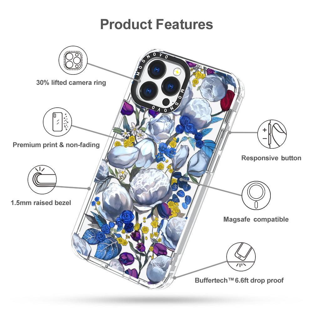 Purple Blue Floral Phone Case - iPhone 13 Pro Max Case - MOSNOVO