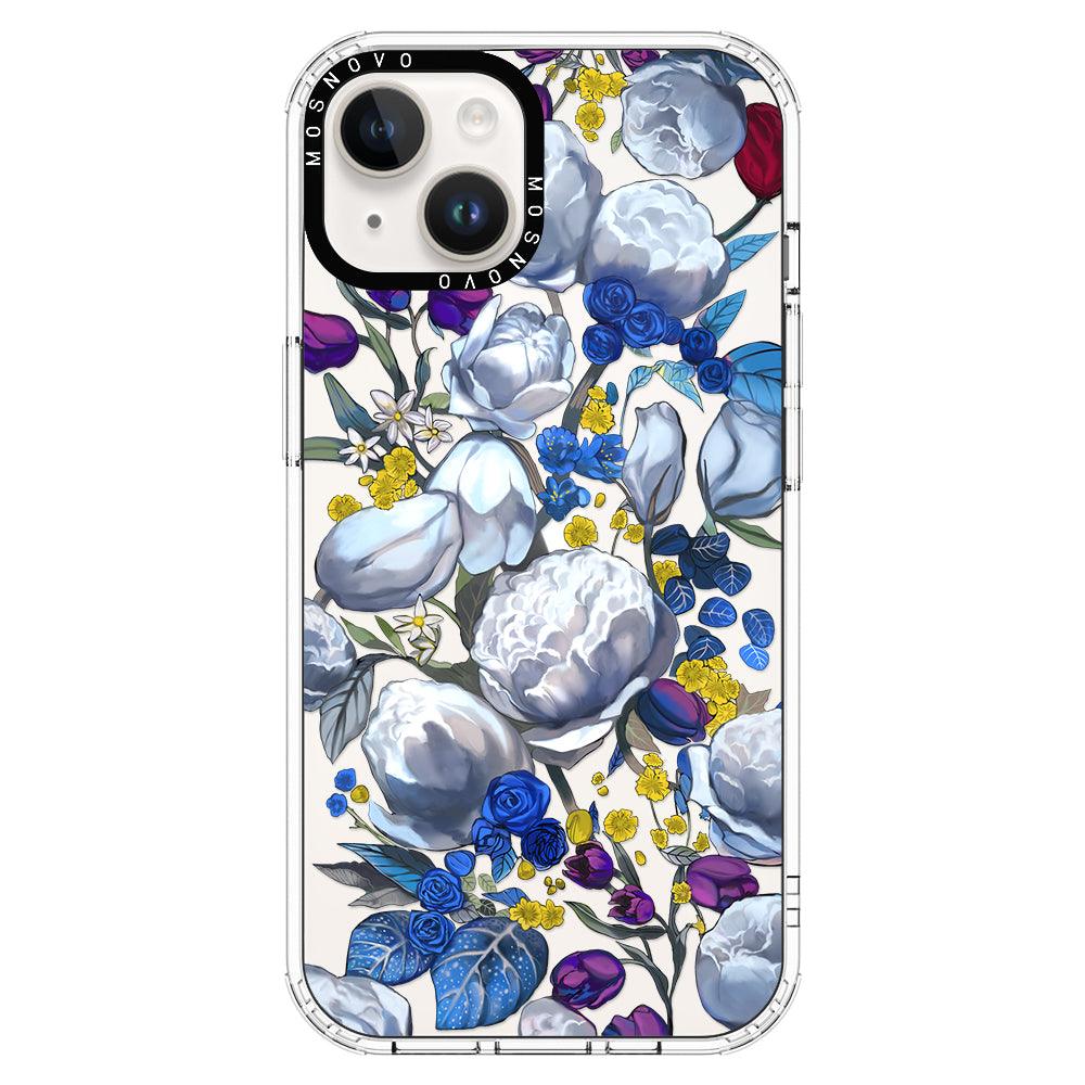 Purple Blue Floral Phone Case - iPhone 14 Plus Case - MOSNOVO