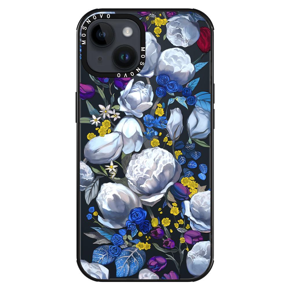 Purple Blue Floral Phone Case - iPhone 14 Plus Case - MOSNOVO