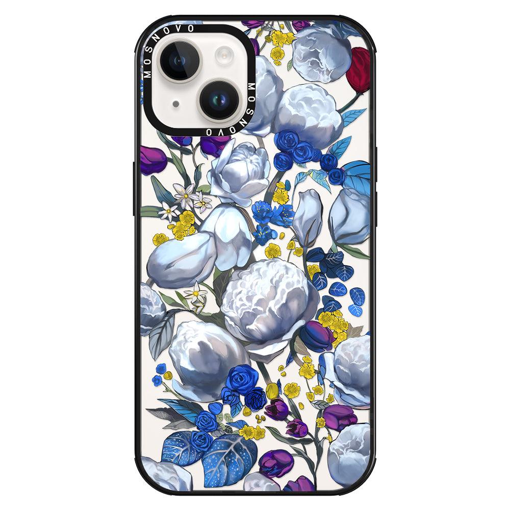 Purple Blue Floral Phone Case - iPhone 14 Plus Case - MOSNOVO