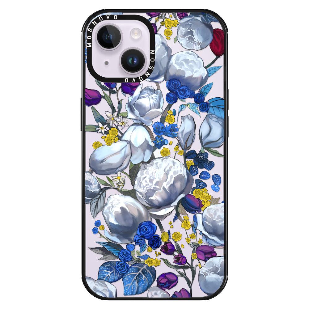 Purple Blue Floral Phone Case - iPhone 14 Plus Case - MOSNOVO