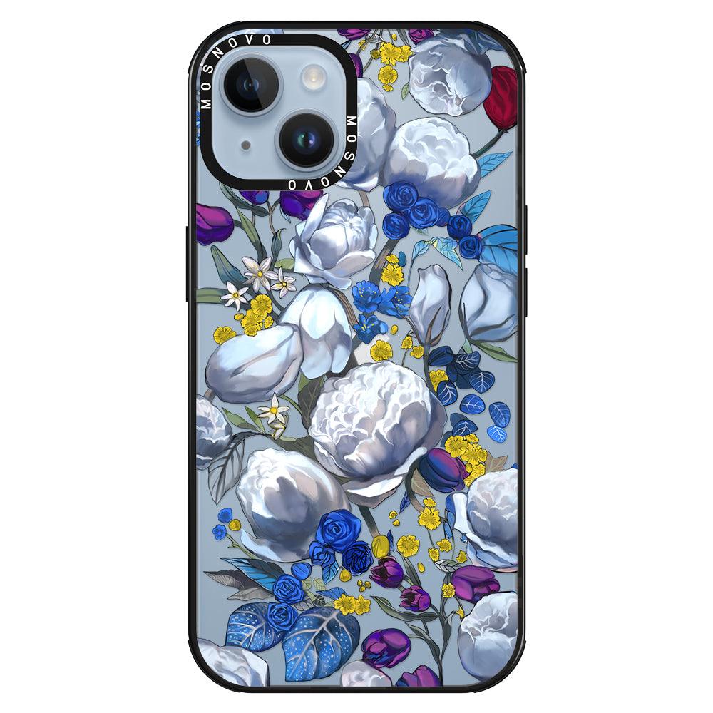 Purple Blue Floral Phone Case - iPhone 14 Plus Case - MOSNOVO