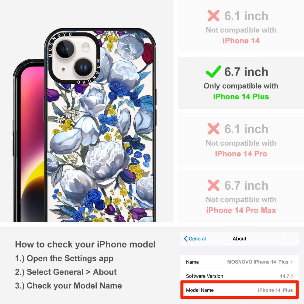 Purple Blue Floral Phone Case - iPhone 14 Plus Case - MOSNOVO