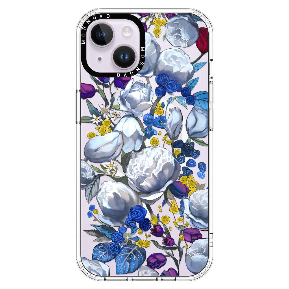 Purple Blue Floral Phone Case - iPhone 14 Plus Case - MOSNOVO