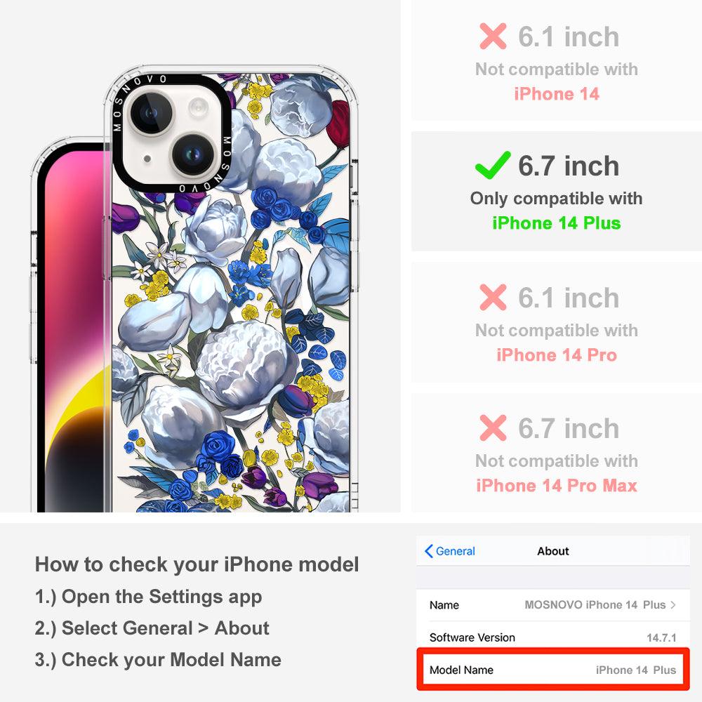 Purple Blue Floral Phone Case - iPhone 14 Plus Case - MOSNOVO