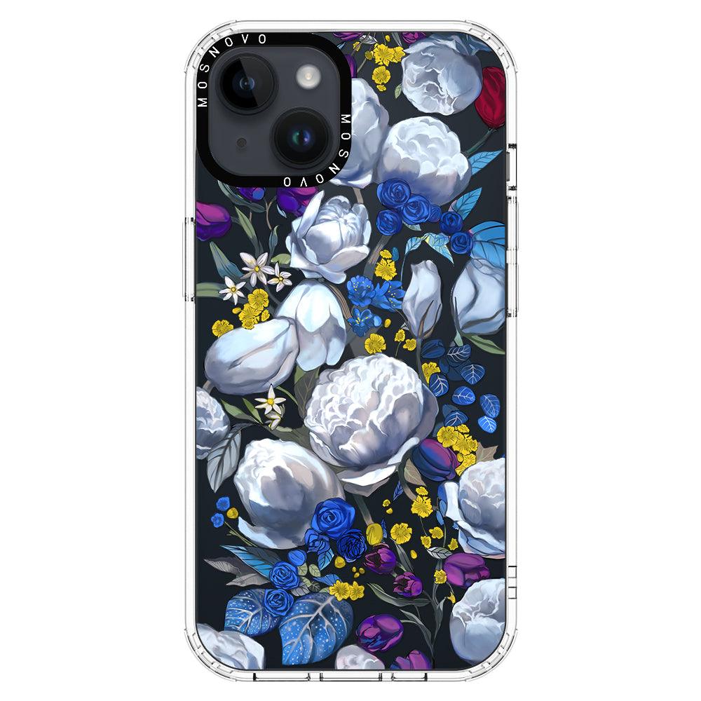 Purple Blue Floral Phone Case - iPhone 14 Plus Case - MOSNOVO