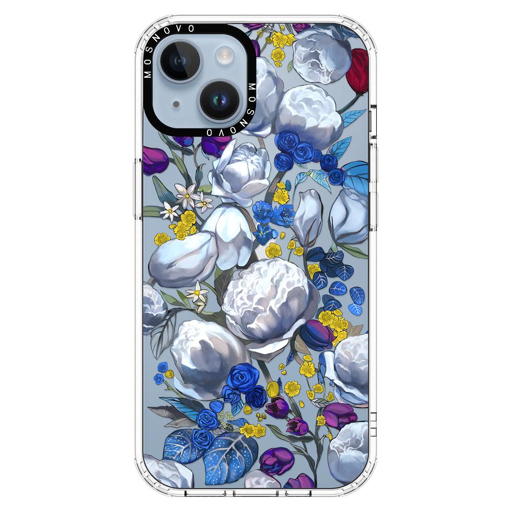 Purple Blue Floral Phone Case - iPhone 14 Plus Case - MOSNOVO