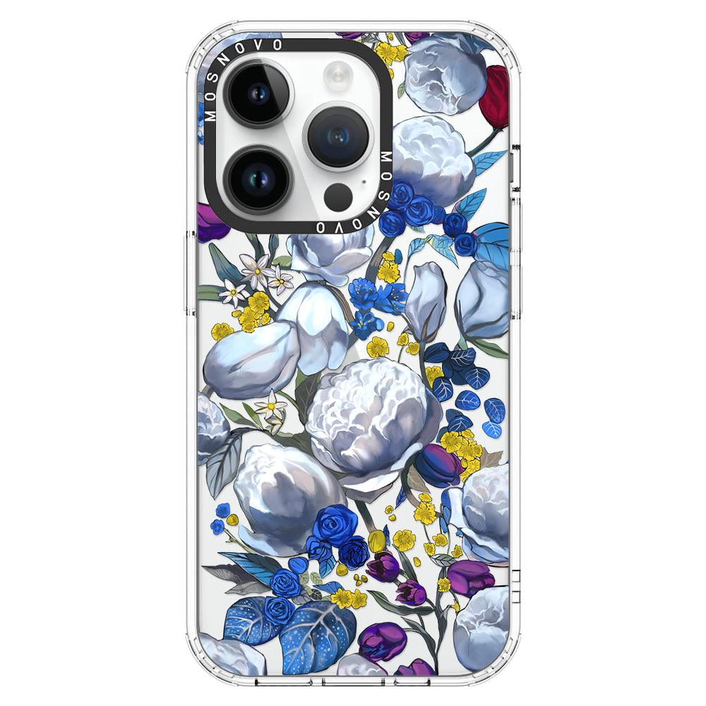 Purple Blue Floral Phone Case - iPhone 14 Pro Case - MOSNOVO